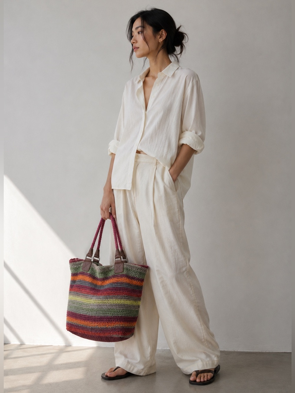 The Sak Women's Multi-colored Dune Stripes Shoulder Tote Bag